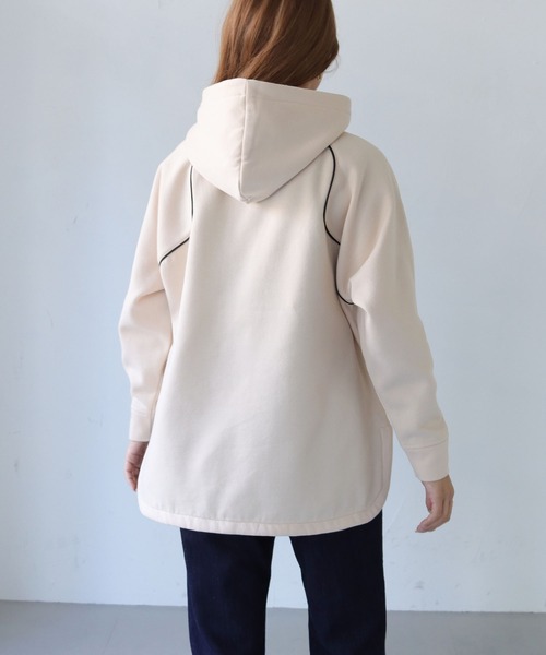 HER CLOSET(ハークローゼット)の「【shemoshelly】裏起毛ウェーブラグランパーカー(パーカー・レディース・ブラウン/アイボリー/ライトカーキ/ブラック・M)」の21枚目の写真