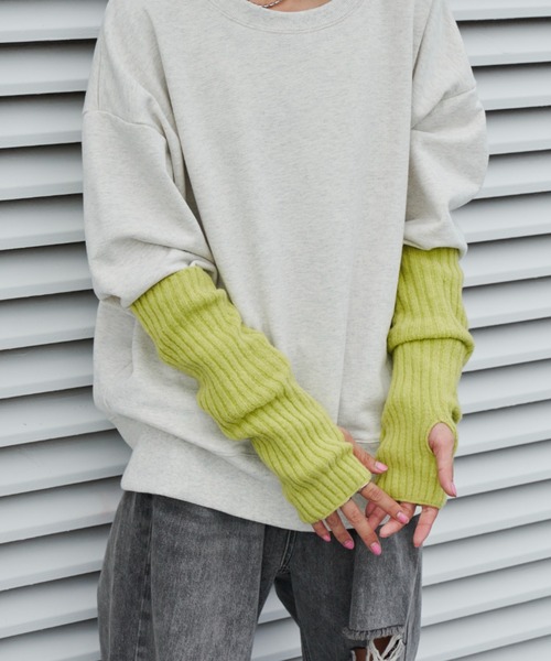 Auntie Rosa Holiday(アンティローザホリデー)の「ブークレリブアームウォーマー(アームカバー・レディース・ブルー/グレー/グリーン/アイボリー/ブラック・FREE)」の4枚目の写真