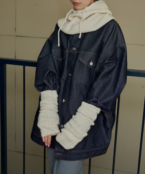 Auntie Rosa Holiday(アンティローザホリデー)の「ブークレリブアームウォーマー(アームカバー・レディース・ブルー/グレー/グリーン/アイボリー/ブラック・FREE)」の6枚目の写真