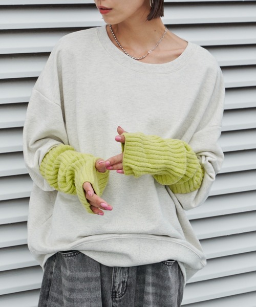 Auntie Rosa Holiday(アンティローザホリデー)の「ブークレリブアームウォーマー(アームカバー・レディース・ブルー/グレー/グリーン/アイボリー/ブラック・FREE)」の17枚目の写真