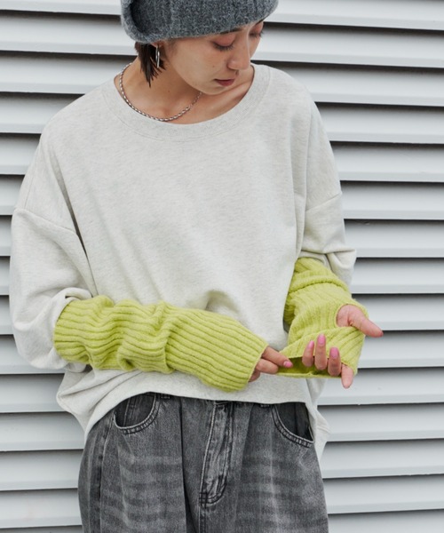 Auntie Rosa Holiday(アンティローザホリデー)の「ブークレリブアームウォーマー(アームカバー・レディース・ブルー/グレー/グリーン/アイボリー/ブラック・FREE)」の15枚目の写真