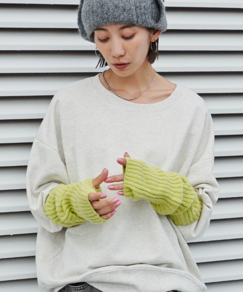 Auntie Rosa Holiday(アンティローザホリデー)の「ブークレリブアームウォーマー(アームカバー・レディース・ブルー/グレー/グリーン/アイボリー/ブラック・FREE)」の16枚目の写真