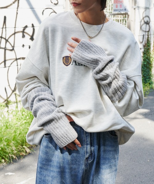 Auntie Rosa Holiday(アンティローザホリデー)の「ブークレリブアームウォーマー(アームカバー・レディース・ブルー/グレー/グリーン/アイボリー/ブラック・FREE)」の19枚目の写真