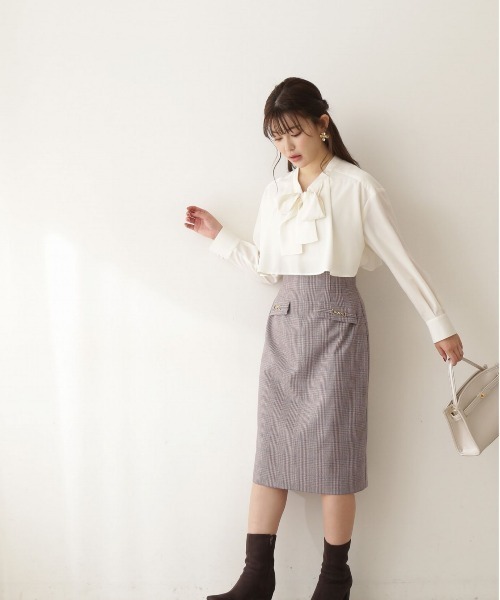 PROPORTION BODY DRESSING（プロポーションボディドレッシング）の「ビットデザインタイトスカート / 1212220010（スカート・レディース・ベージュ/パープル・MEDIUM/SMALL/X-SMALL）」の6枚目の写真