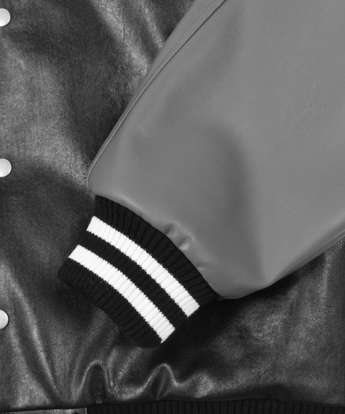 Figments（フィグメンツ）の「合皮オーバースタジャン（スタジャン・レディース・ブラウン/ブラック・FREE）」の4枚目の写真