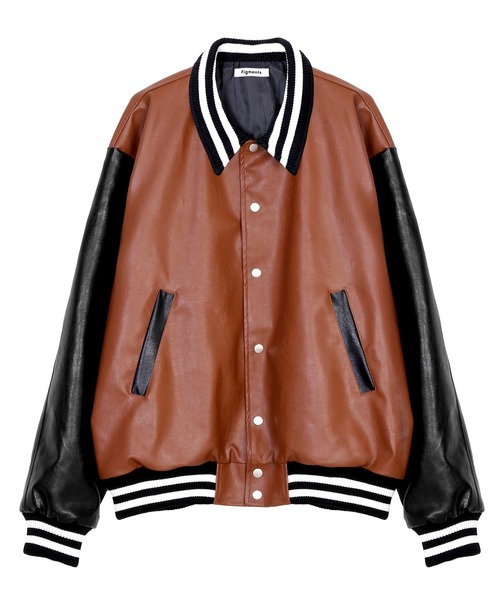 Figments（フィグメンツ）の「合皮オーバースタジャン（スタジャン・レディース・ブラウン/ブラック・FREE）」の16枚目の写真