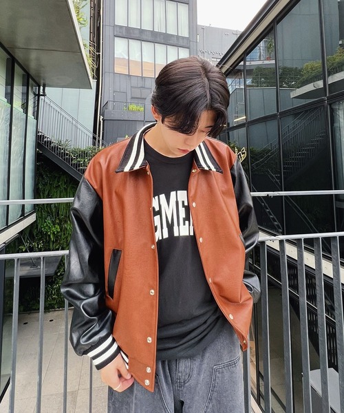 Figments（フィグメンツ）の「合皮オーバースタジャン（スタジャン・レディース・ブラウン/ブラック・FREE）」の9枚目の写真