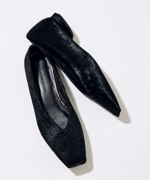 BARNYARDSTORM（バンヤードストーム）の「BARNYARDSTORM / ハラコトウステッチスクエアフラット（その他シューズ・レディース・ブラック/ダークブラウン・36/37/38/39/35）」の2枚目の写真