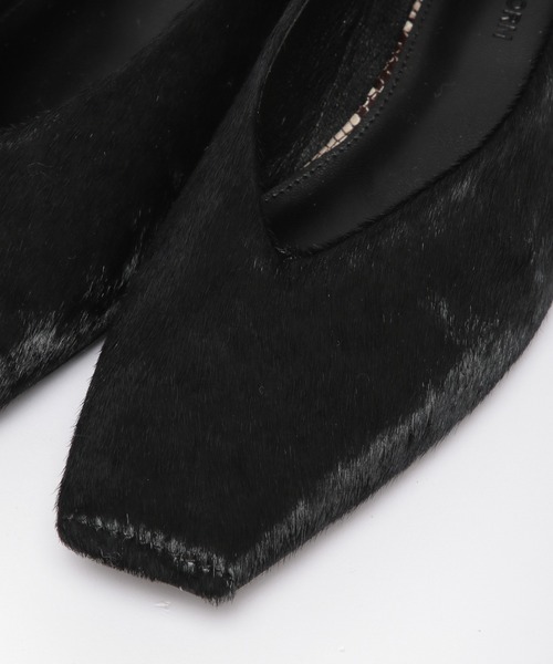 BARNYARDSTORM（バンヤードストーム）の「BARNYARDSTORM / ハラコトウステッチスクエアフラット（その他シューズ・レディース・ブラック/ダークブラウン・36/37/38/39/35）」の7枚目の写真