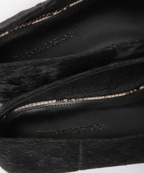 BARNYARDSTORM（バンヤードストーム）の「BARNYARDSTORM / ハラコトウステッチスクエアフラット（その他シューズ・レディース・ブラック/ダークブラウン・36/37/38/39/35）」の10枚目の写真
