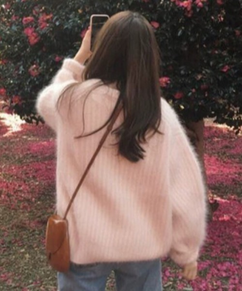 Mela(メラ)の「fluffy knit po(ニット/セーター・レディース・ブラウン/ベビーピンク/マスタード/ブルー・M/S/L)」の10枚目の写真