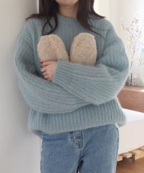 Mela(メラ)の「fluffy knit po(ニット/セーター・レディース・ブラウン/ベビーピンク/マスタード/ブルー・M/S/L)」の21枚目の写真