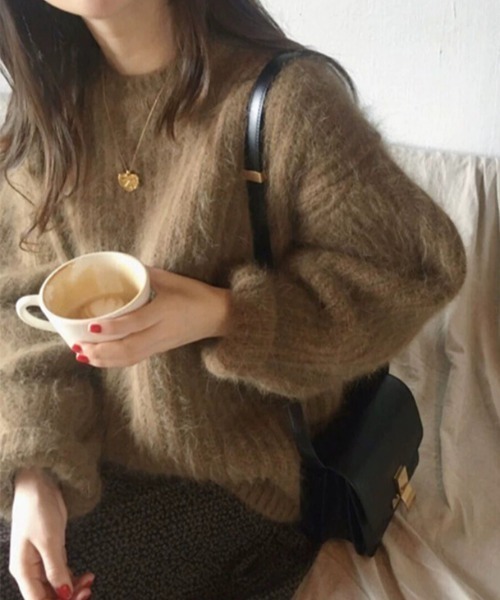 Mela(メラ)の「fluffy knit po(ニット/セーター・レディース・ブラウン/ベビーピンク/マスタード/ブルー・M/S/L)」の19枚目の写真