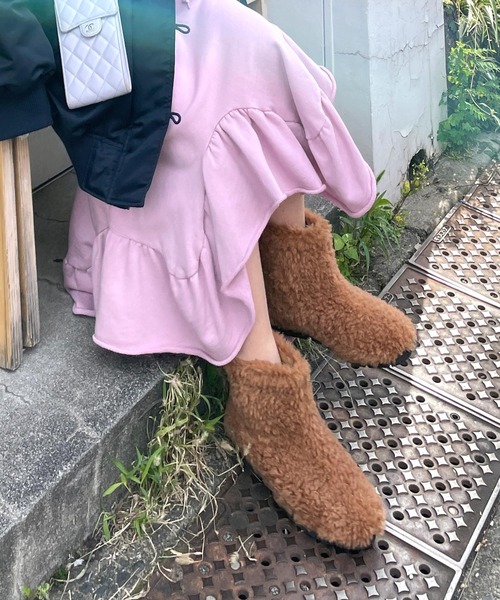 Alley by w closet（アリーバイダブルクローゼット）の「【Alley】ファーショートブーツ（ブーツ・レディース・オフホワイト/ベージュ・L/M）」の8枚目の写真