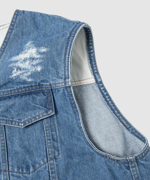 BELPER(ベルパー)の「DENIM VEST(ベスト・レディース・インディゴブルー/ベージュ・FREE)」の8枚目の写真