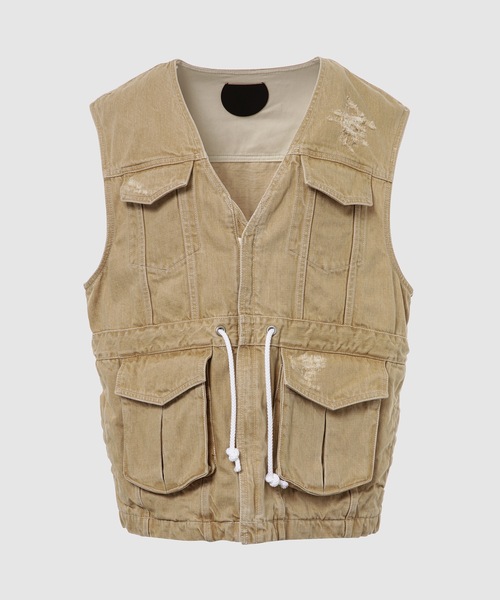 BELPER(ベルパー)の「DENIM VEST(ベスト・レディース・インディゴブルー/ベージュ・FREE)」の3枚目の写真