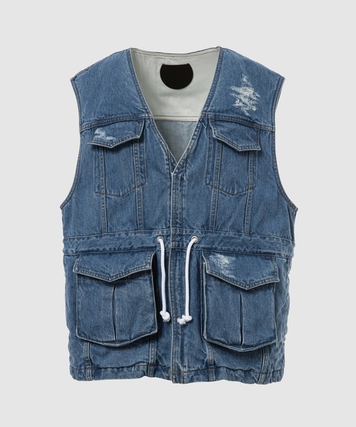 BELPER(ベルパー)の「DENIM VEST(ベスト・レディース・インディゴブルー/ベージュ・FREE)」の4枚目の写真