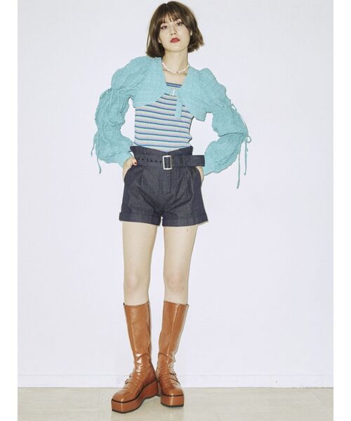 jouetie（ジュエティ）の「ハイウエストキュロット（その他パンツ・レディース・レッド/インディゴブルー/ブラック/ブラウン・MEDIUM）」の7枚目の写真