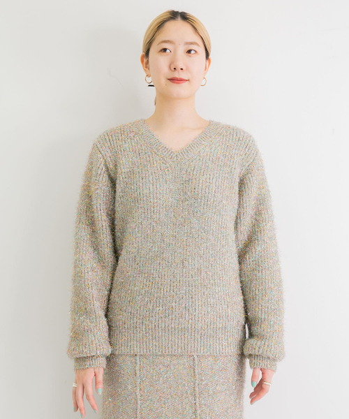 iI（アイ）の「iI　glitter v neck pullover（ニット/セーター・レディース・ブラック系その他/ピンク系その他/キャメル/ミント・FREE）」の13枚目の写真