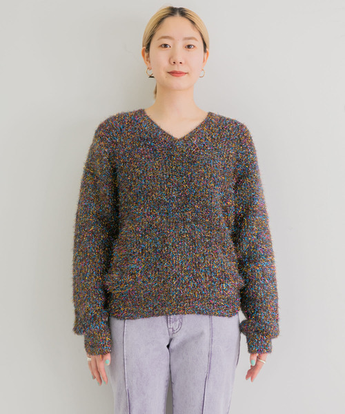 iI（アイ）の「iI　glitter v neck pullover（ニット/セーター・レディース・ブラック系その他/ピンク系その他/キャメル/ミント・FREE）」の14枚目の写真
