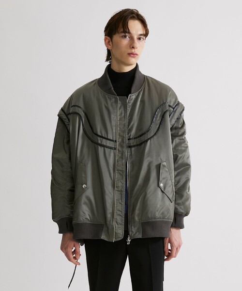 UNITED TOKYO（ユナイテッドトウキョウ）の「2wayウェーブブロッキングオーバーMAー1（MA-1・メンズ・ブラック/グレー・1/2）」の9枚目の写真