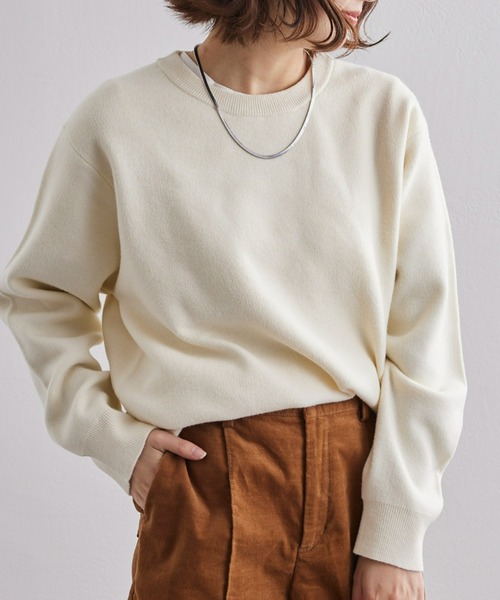 CIAOPANIC TYPY（チャオパニックティピー）の「□ウール混起毛スムースニットプルオーバー（ニット/セーター・メンズ・チャコールグレー/サックスブルー/グリーン/オフホワイト/グレイッシュベージュ/ブルー/ミント/グレー・M/L）」の2枚目の写真