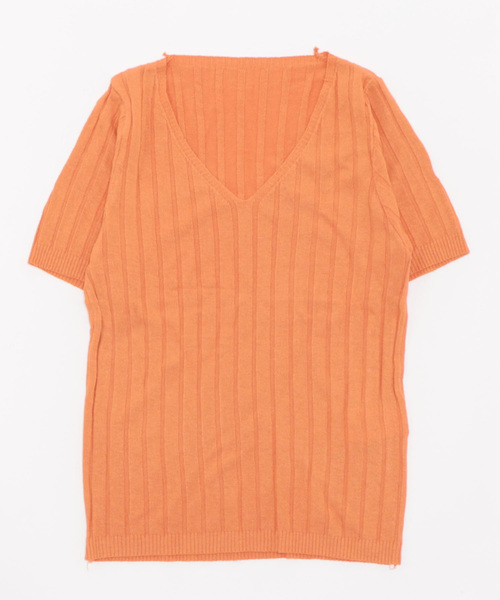 Burner(バーナー)の「【OKUOKU 0909】VネックニットTシャツ oku-tops-618674961560-10(ニット/セーター・レディース・C/D/E/F/A/H/B/G・FREE)」の1枚目の写真