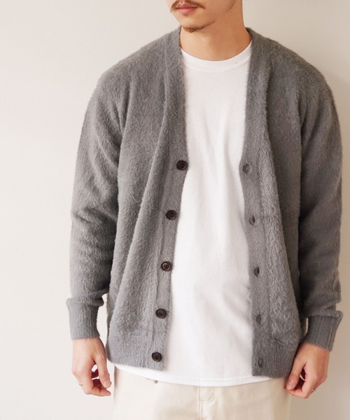 dictionary（ディクショナリー）の「【 DICTIONARY / ディクショナリー 】 モヘアライク ニット カーディガン（カーディガン/ボレロ・メンズ・ネイビー/ブルー/グレー/オフホワイト/ライトブルー/ライトグレー/ブラック/モスグリーン・FREE）」の4枚目の写真