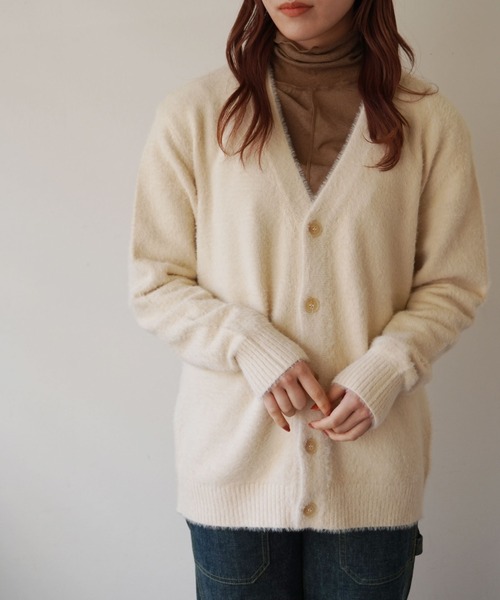 dictionary（ディクショナリー）の「【 DICTIONARY / ディクショナリー 】 モヘアライク ニット カーディガン（カーディガン/ボレロ・メンズ・ネイビー/ブルー/グレー/オフホワイト/ライトブルー/ライトグレー/ブラック/モスグリーン・FREE）」の2枚目の写真