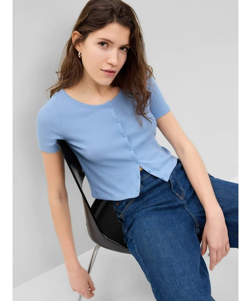 GAP(ギャップ)の「リブクロップ Tシャツ(カーディガン)(カーディガン/ボレロ・レディース・ホワイト/ブラック/オレンジ系その他/グリーン/ブルー/イエロー/コーラル・XXS/M/XS/XL/L/S)」の5枚目の写真
