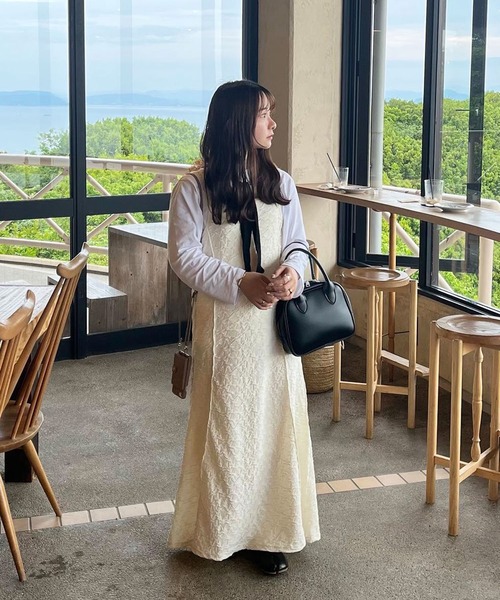 GeeRA（ジーラ）の「ぽこぽこカットジャガードキャミワンピース（ワンピース・レディース・ブラウン/アイボリー/ブラック/グリーン・SMALL/X-LARGE/LARGE/MEDIUM）」の12枚目の写真