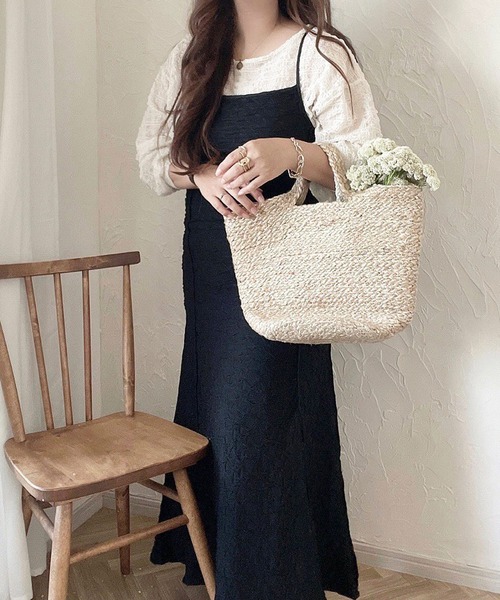 GeeRA（ジーラ）の「ぽこぽこカットジャガードキャミワンピース（ワンピース・レディース・ブラウン/アイボリー/ブラック/グリーン・SMALL/X-LARGE/LARGE/MEDIUM）」の15枚目の写真