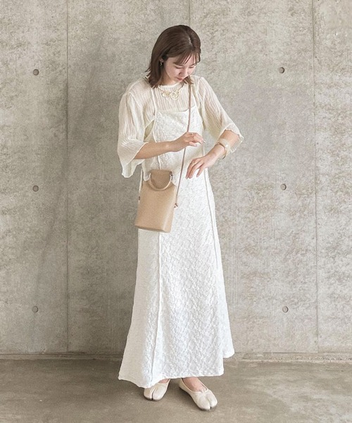 GeeRA（ジーラ）の「ぽこぽこカットジャガードキャミワンピース（ワンピース・レディース・ブラウン/アイボリー/ブラック/グリーン・SMALL/X-LARGE/LARGE/MEDIUM）」の14枚目の写真