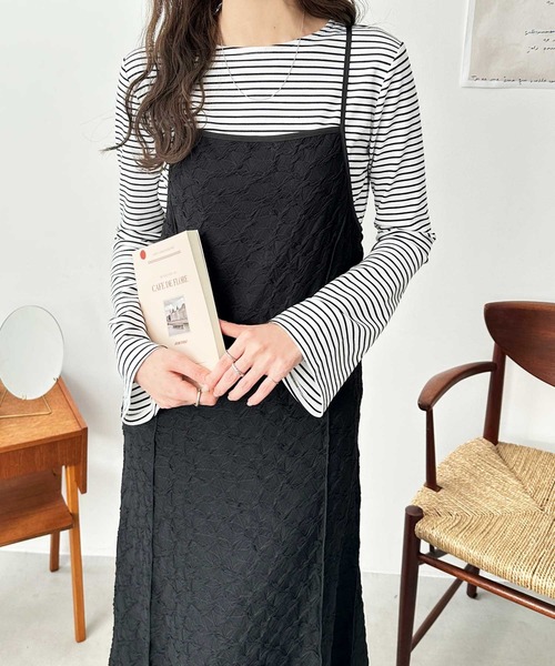 GeeRA（ジーラ）の「ぽこぽこカットジャガードキャミワンピース（ワンピース・レディース・ブラウン/アイボリー/ブラック/グリーン・SMALL/X-LARGE/LARGE/MEDIUM）」の19枚目の写真