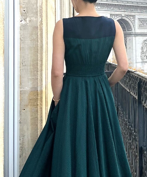 JENNE（ジェンヌ）の「配色ストライプフレアワンピース（ワンピース・レディース・ホワイト/グリーン・SMALL/MEDIUM/LARGE）」の7枚目の写真