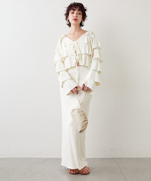 Whim Gazette（ウィムガゼット）の「ニットティアードカーディガン  