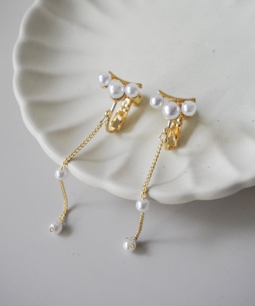 3連 パール ロング チェーン イヤリング Fodexpo Com Co