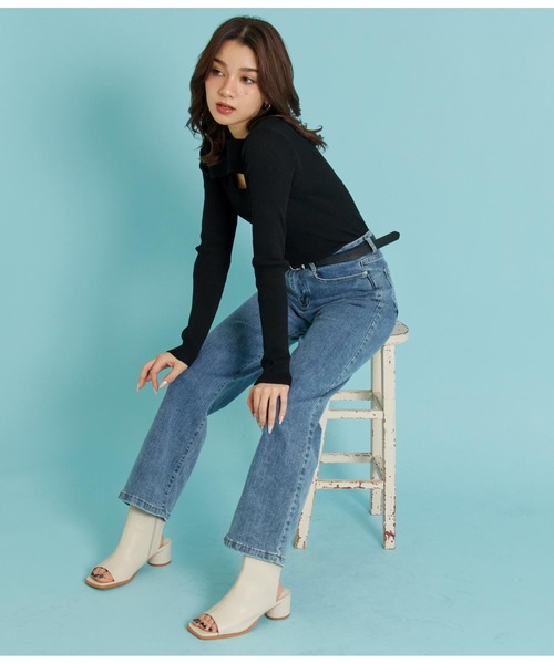 ANAP(アナップ)の「オープントゥスクエアブーツ(ブーツ・レディース・ブラック/オフホワイト・S/L/M)」の7枚目の写真