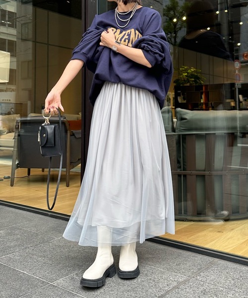 DouDou(ドゥドゥ)の「ソフトチュールスカート(スカート・レディース・グレー/ブラック・FREE)」の14枚目の写真