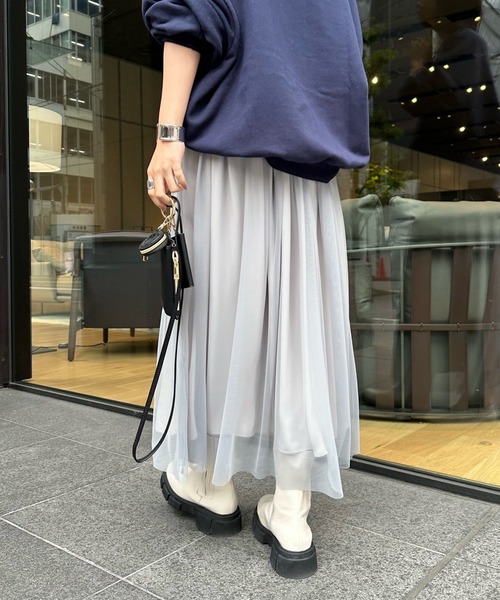 DouDou(ドゥドゥ)の「ソフトチュールスカート(スカート・レディース・グレー/ブラック・FREE)」の18枚目の写真