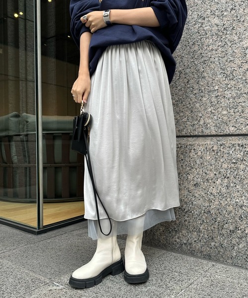 DouDou(ドゥドゥ)の「ソフトチュールスカート(スカート・レディース・グレー/ブラック・FREE)」の22枚目の写真