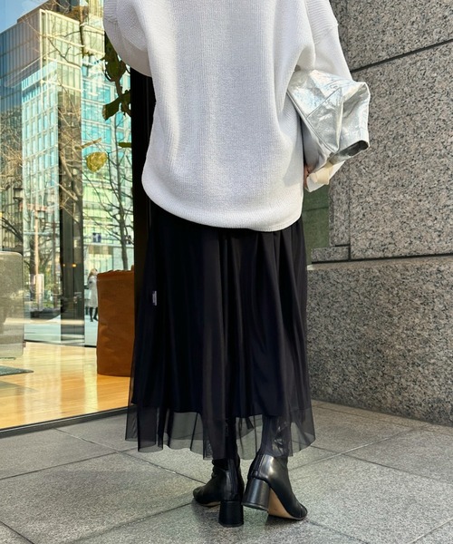 DouDou(ドゥドゥ)の「ソフトチュールスカート(スカート・レディース・グレー/ブラック・FREE)」の8枚目の写真