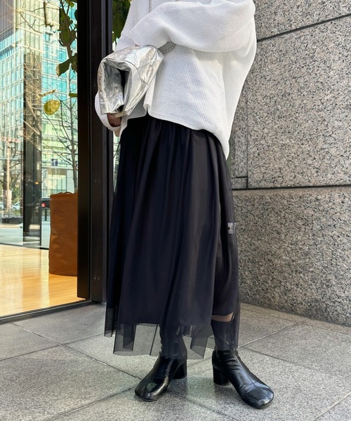 DouDou(ドゥドゥ)の「ソフトチュールスカート(スカート・レディース・グレー/ブラック・FREE)」の6枚目の写真