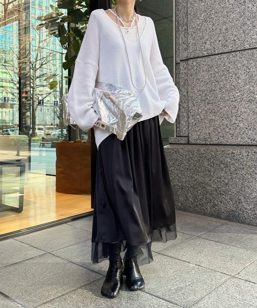 DouDou(ドゥドゥ)の「ソフトチュールスカート(スカート・レディース・グレー/ブラック・FREE)」の9枚目の写真