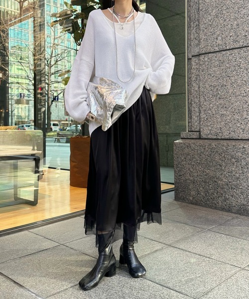 DouDou(ドゥドゥ)の「ソフトチュールスカート(スカート・レディース・グレー/ブラック・FREE)」の10枚目の写真