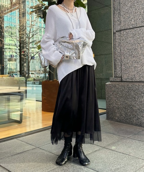 DouDou(ドゥドゥ)の「ソフトチュールスカート(スカート・レディース・グレー/ブラック・FREE)」の11枚目の写真