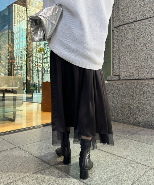 DouDou(ドゥドゥ)の「ソフトチュールスカート(スカート・レディース・グレー/ブラック・FREE)」の13枚目の写真