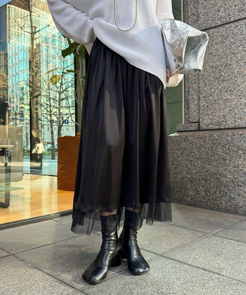 DouDou(ドゥドゥ)の「ソフトチュールスカート(スカート・レディース・グレー/ブラック・FREE)」の12枚目の写真