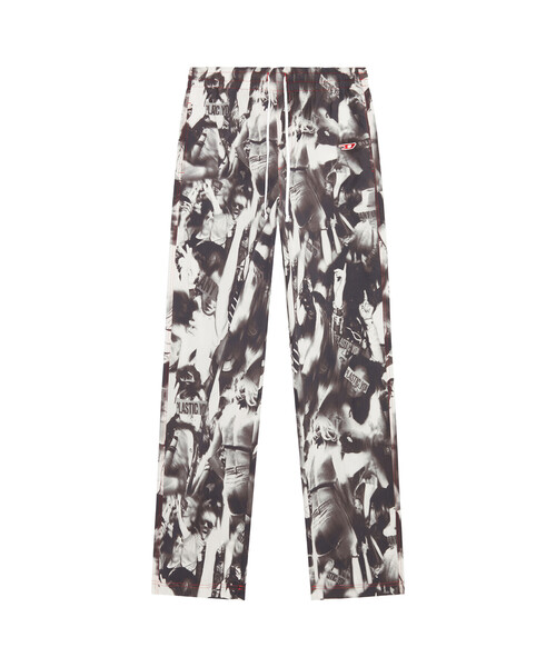 DIESEL（ディーゼル）の「メンズ パンツ ルームウェア オールオーバープリント（その他パンツ・メンズ・ホワイト×ブラック・LARGE/MEDIUM/SMALL/XX-LARGE/X-LARGE）」の3枚目の写真