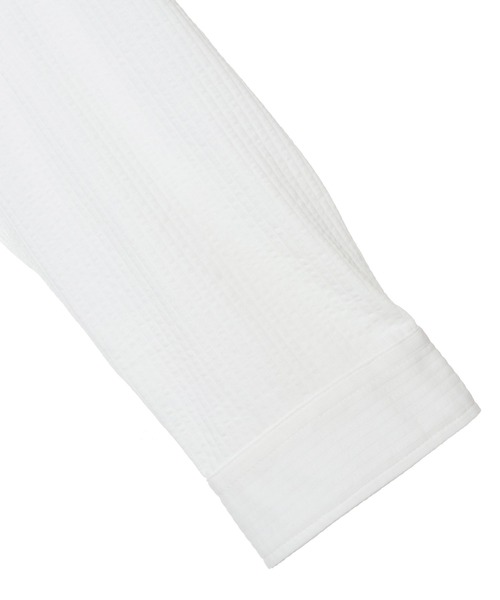 CROWDED CLOSET（クラウデッドクローゼット）の「【HIGH COOL(ハイクール)】ストライプ サッカージャージ７分袖シャツ（ポロシャツ・メンズ・ネイビー/ホワイト/ダークネイビー・01/02/03/04）」の16枚目の写真